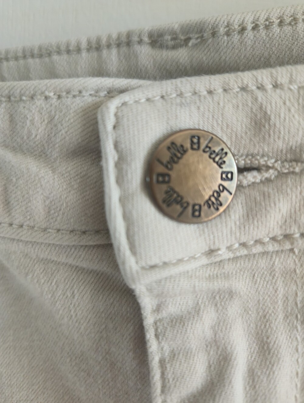 Belle by Kim Gravel Cream Women's Casual Stretch Jeans - Picture 12 of 14